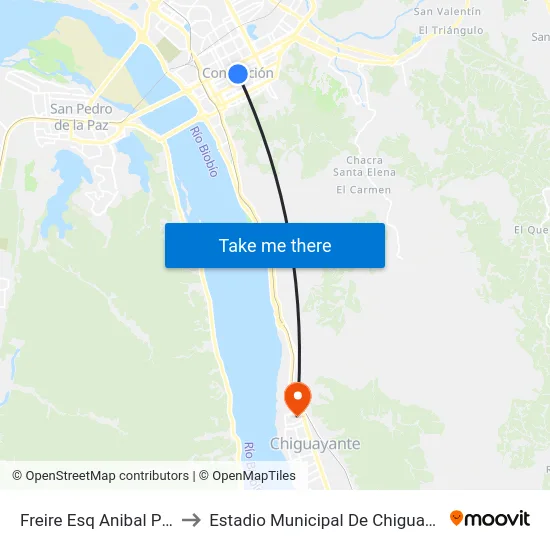 Freire Esq Anibal Pinto to Estadio Municipal De Chiguayante map