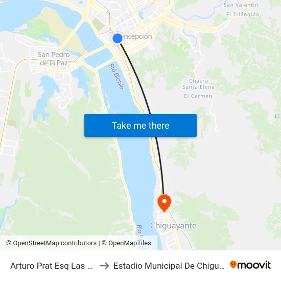Arturo Prat Esq Las Heras to Estadio Municipal De Chiguayante map