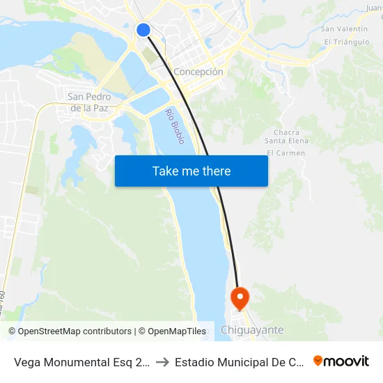 Vega Monumental Esq 21 De Mayo to Estadio Municipal De Chiguayante map