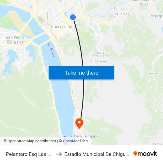 Pelantaro Esq Las Heras to Estadio Municipal De Chiguayante map