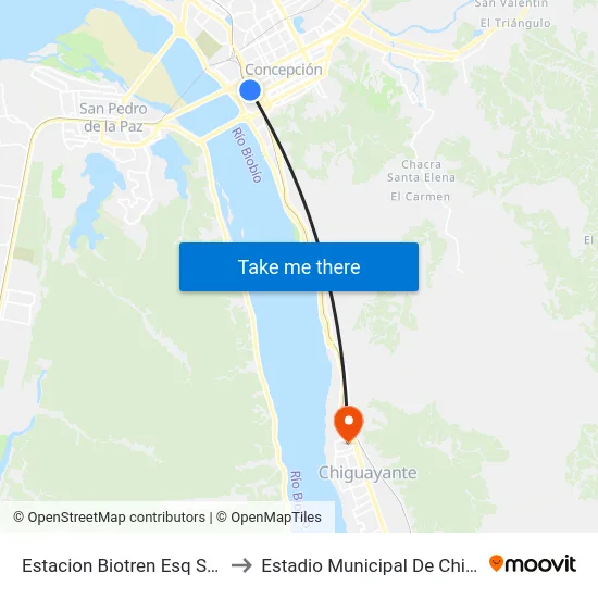 Estacion Biotren Esq Salida Sur to Estadio Municipal De Chiguayante map
