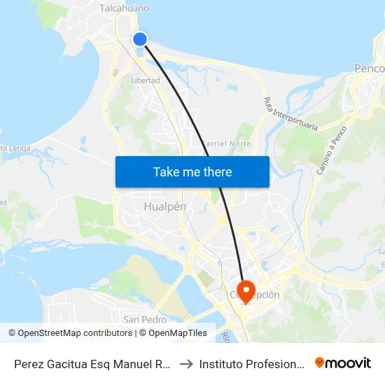 Perez Gacitua Esq Manuel Rodriguez to Instituto Profesional Aiep map