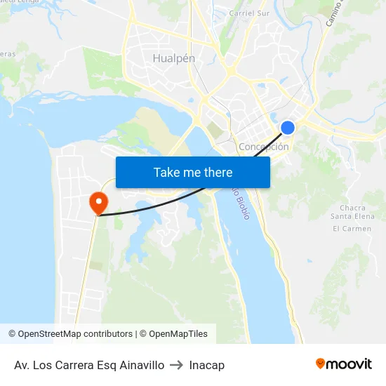 Av. Los Carrera Esq Ainavillo to Inacap map