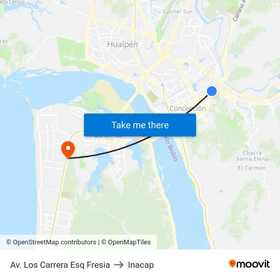 Av. Los Carrera Esq Fresia to Inacap map