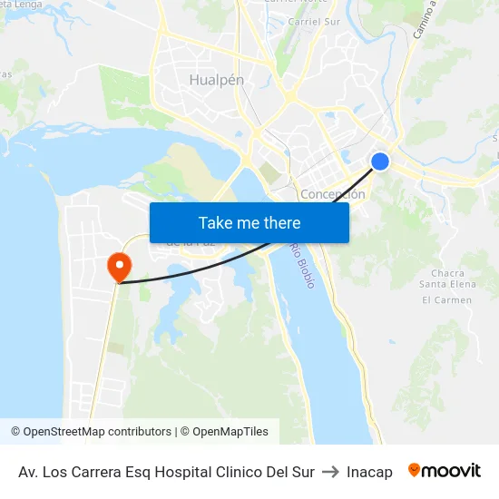 Av. Los Carrera Esq Hospital Clinico Del Sur to Inacap map