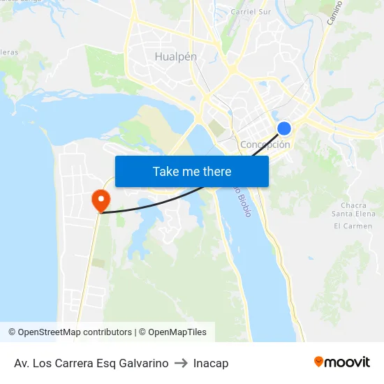 Av. Los Carrera Esq Galvarino to Inacap map