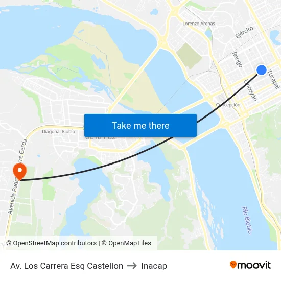 Av. Los Carrera Esq Castellon to Inacap map