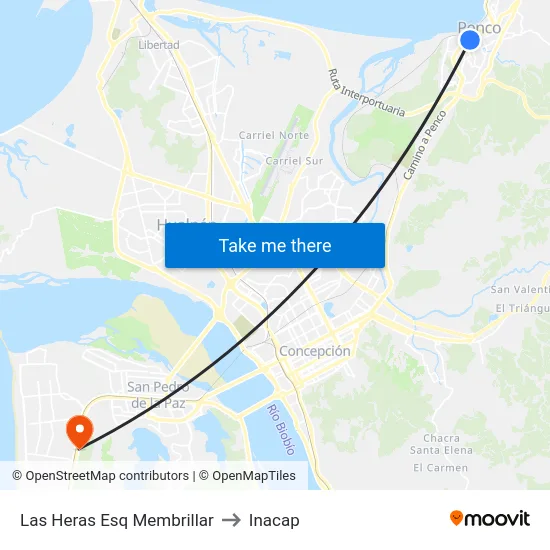Las Heras Esq Membrillar to Inacap map