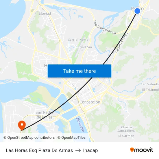 Las Heras Esq Plaza De Armas to Inacap map