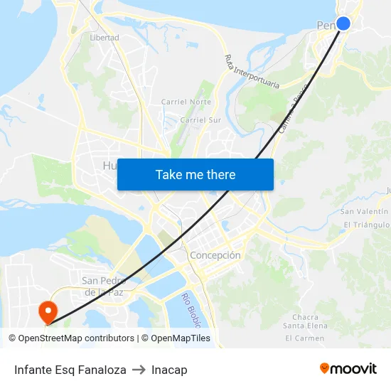 Infante Esq Fanaloza to Inacap map