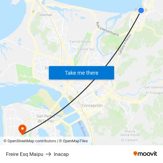 Freire Esq Maipu to Inacap map