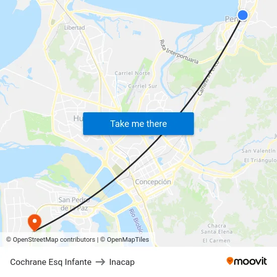 Cochrane Esq Infante to Inacap map