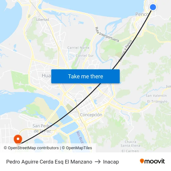 Pedro Aguirre Cerda Esq El Manzano to Inacap map