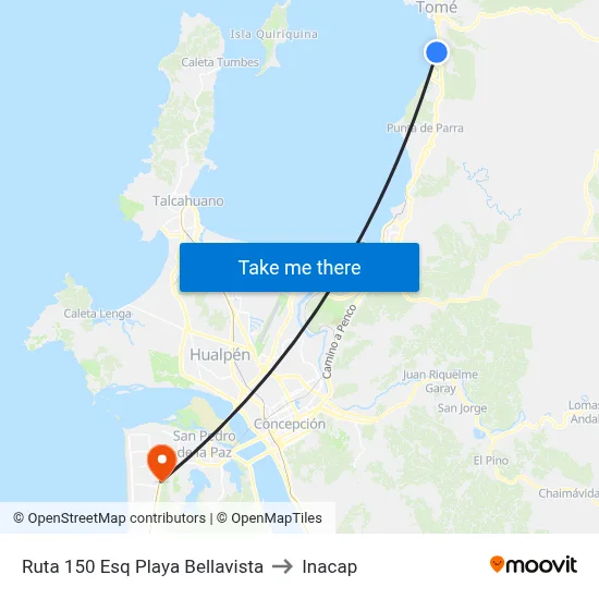 Ruta 150 Esq Playa Bellavista to Inacap map