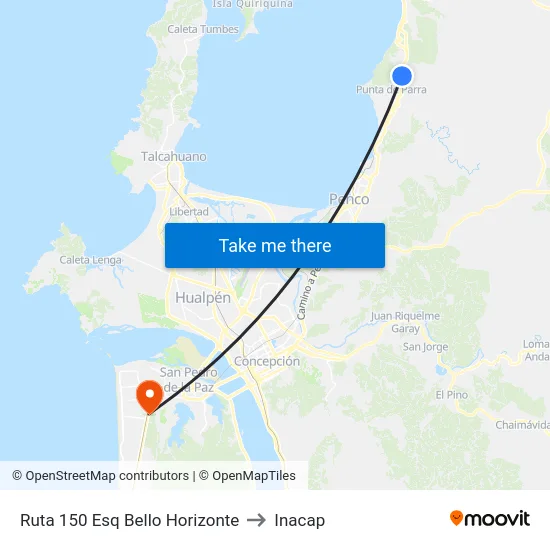 Ruta 150 Esq Bello Horizonte to Inacap map