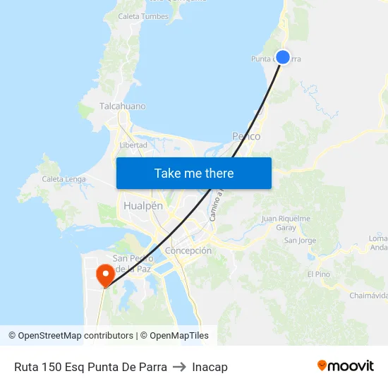 Ruta 150 Esq Punta De Parra to Inacap map