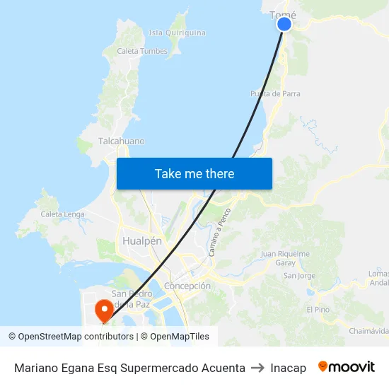 Mariano Egana Esq Supermercado Acuenta to Inacap map