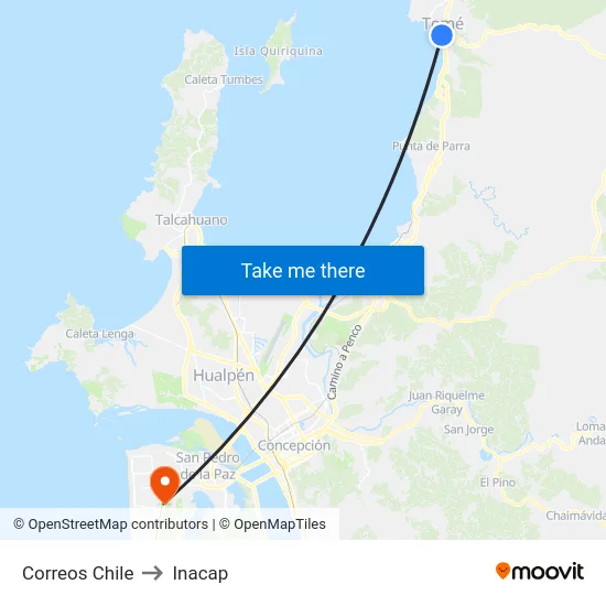 Correos Chile to Inacap map