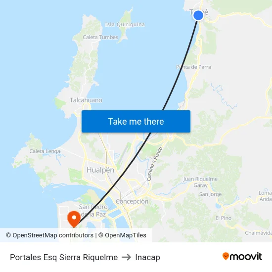Portales Esq Sierra Riquelme to Inacap map