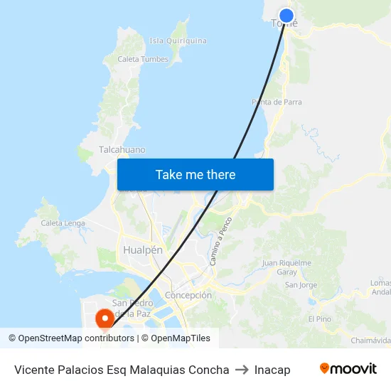 Vicente Palacios Esq Malaquias Concha to Inacap map