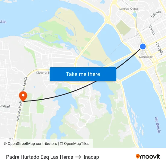 Padre Hurtado Esq Las Heras to Inacap map