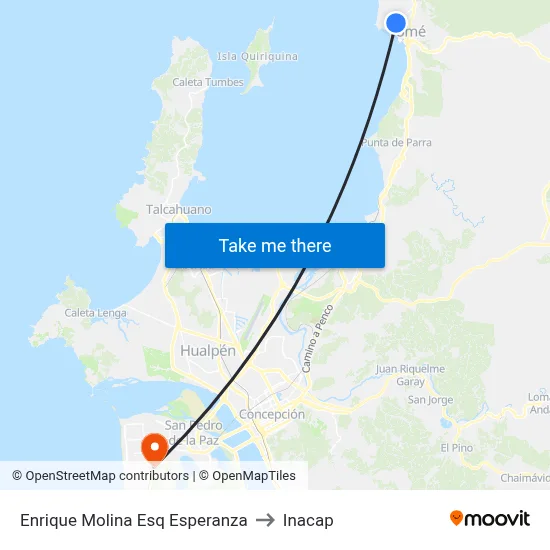 Enrique Molina Esq Esperanza to Inacap map