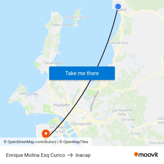 Enrique Molina Esq Curico to Inacap map