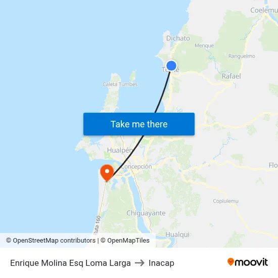 Enrique Molina Esq Loma Larga to Inacap map