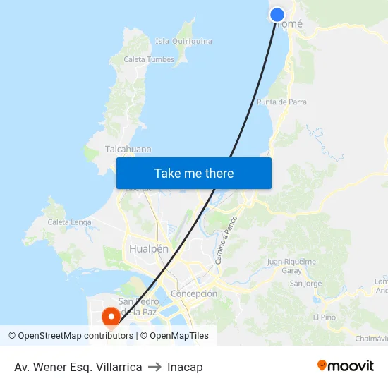 Av. Wener Esq. Villarrica to Inacap map
