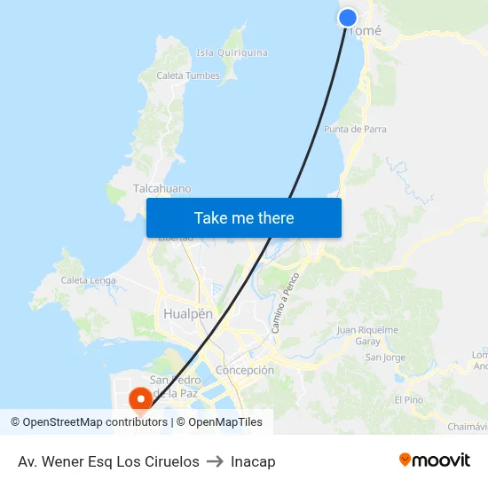 Av. Wener Esq Los Ciruelos to Inacap map