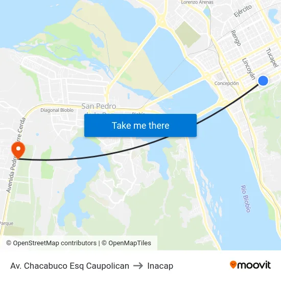 Av. Chacabuco Esq Caupolican to Inacap map