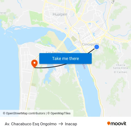 Av. Chacabuco Esq Ongolmo to Inacap map