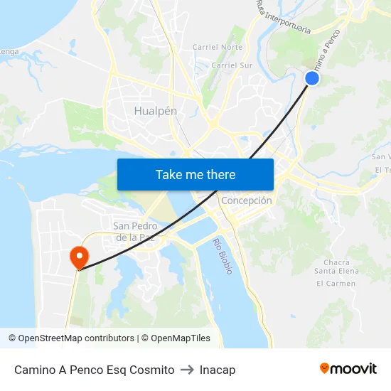 Camino A Penco Esq Cosmito to Inacap map