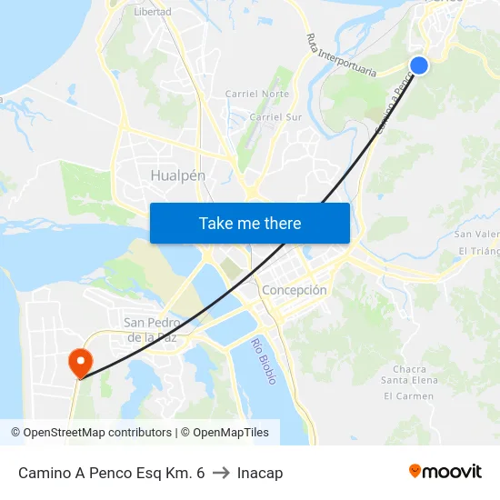 Camino A Penco Esq Km. 6 to Inacap map
