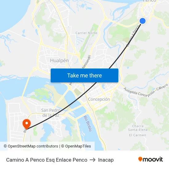 Camino A Penco Esq Enlace Penco to Inacap map