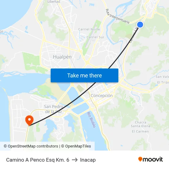 Camino A Penco Esq Km. 6 to Inacap map