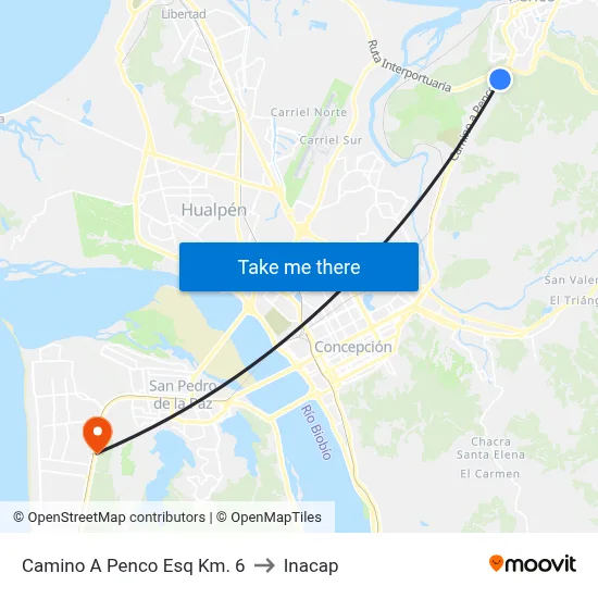 Camino A Penco Esq Km. 6 to Inacap map