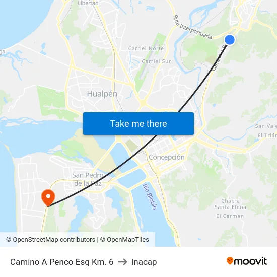 Camino A Penco Esq Km. 6 to Inacap map