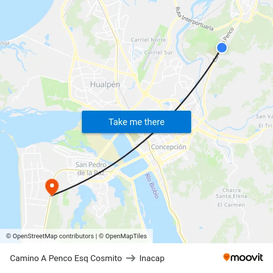 Camino A Penco Esq Cosmito to Inacap map