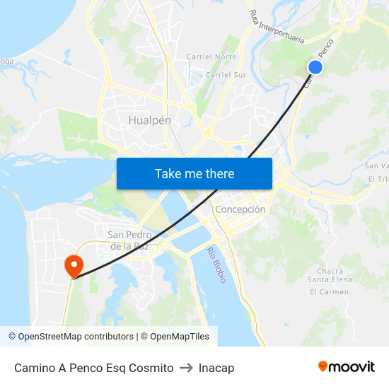Camino A Penco Esq Cosmito to Inacap map