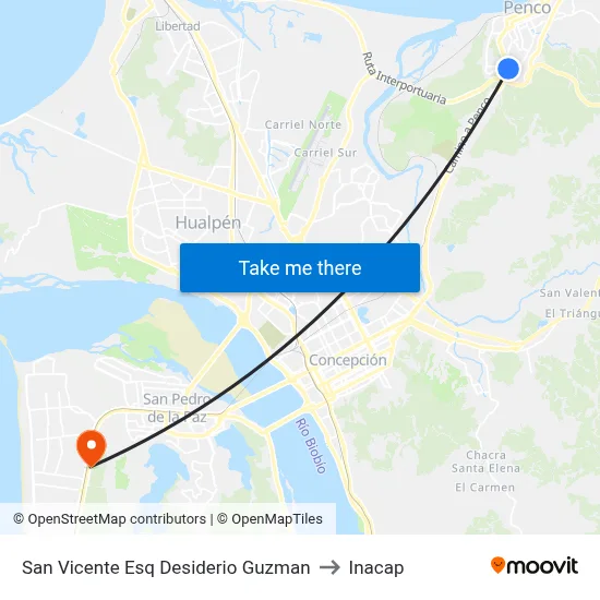 San Vicente Esq Desiderio Guzman to Inacap map