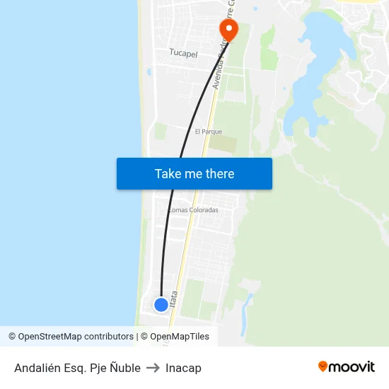 Andalién Esq. Pje Ñuble to Inacap map