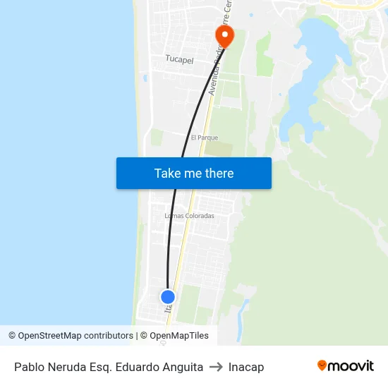 Pablo Neruda Esq. Eduardo Anguita to Inacap map