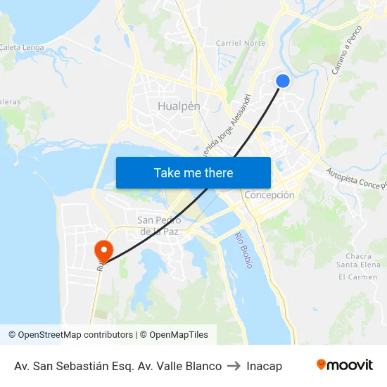 Av. San Sebastián Esq. Av. Valle Blanco to Inacap map