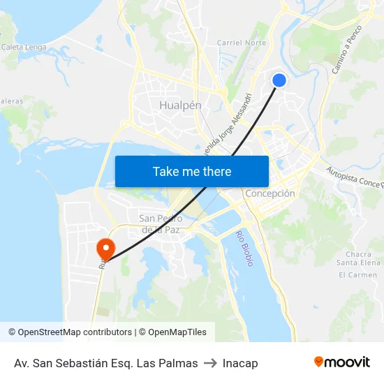Av. San Sebastián Esq. Las Palmas to Inacap map