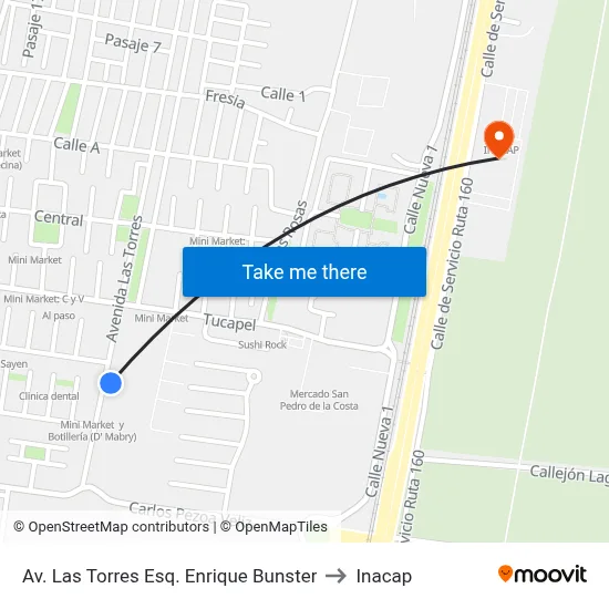 Av. Las Torres Esq. Enrique Bunster to Inacap map