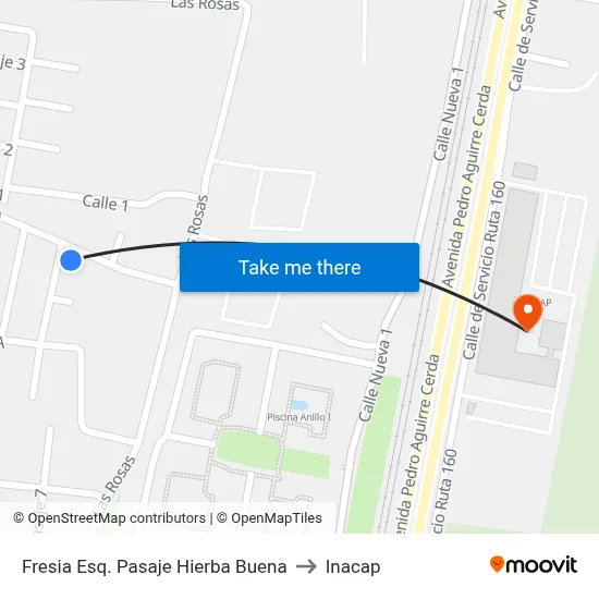 Fresia Esq. Pasaje Hierba Buena to Inacap map