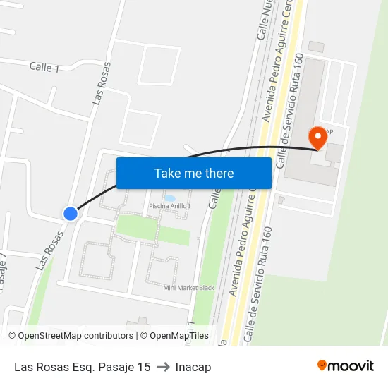 Las Rosas Esq. Pasaje 15 to Inacap map