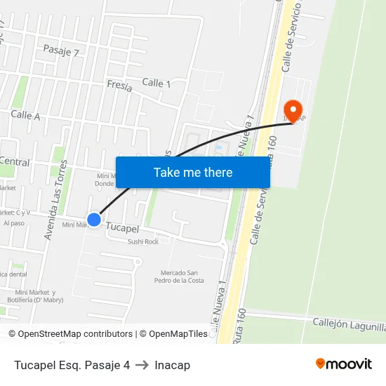 Tucapel Esq. Pasaje 4 to Inacap map