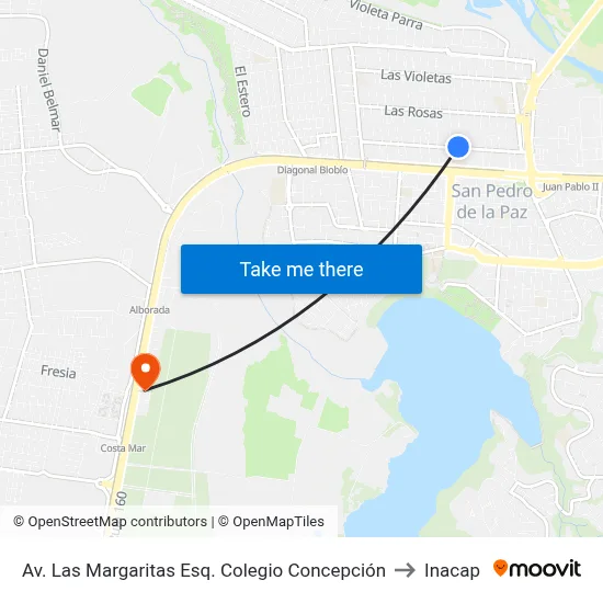 Av. Las Margaritas Esq. Colegio Concepción to Inacap map